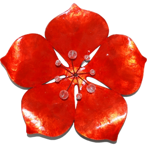 Flower Wall Decor in Red Capiz Shell