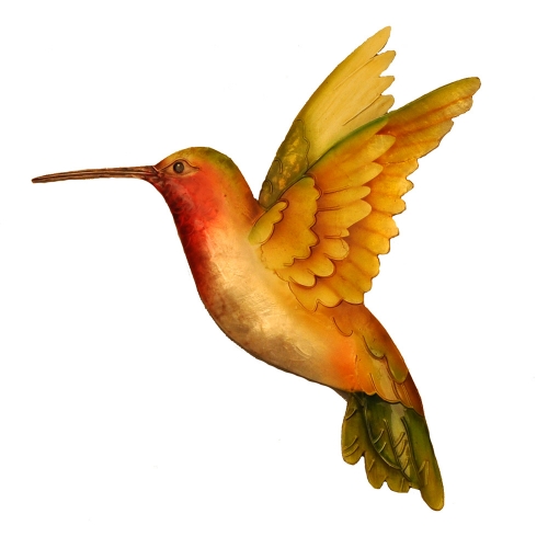 Hummingbird Metal Wall Art in Yellow & Green