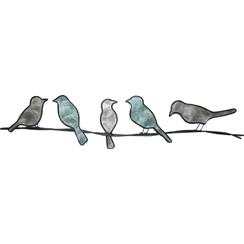 Birds on a Wire Wall Decor in Green Capiz & Metal