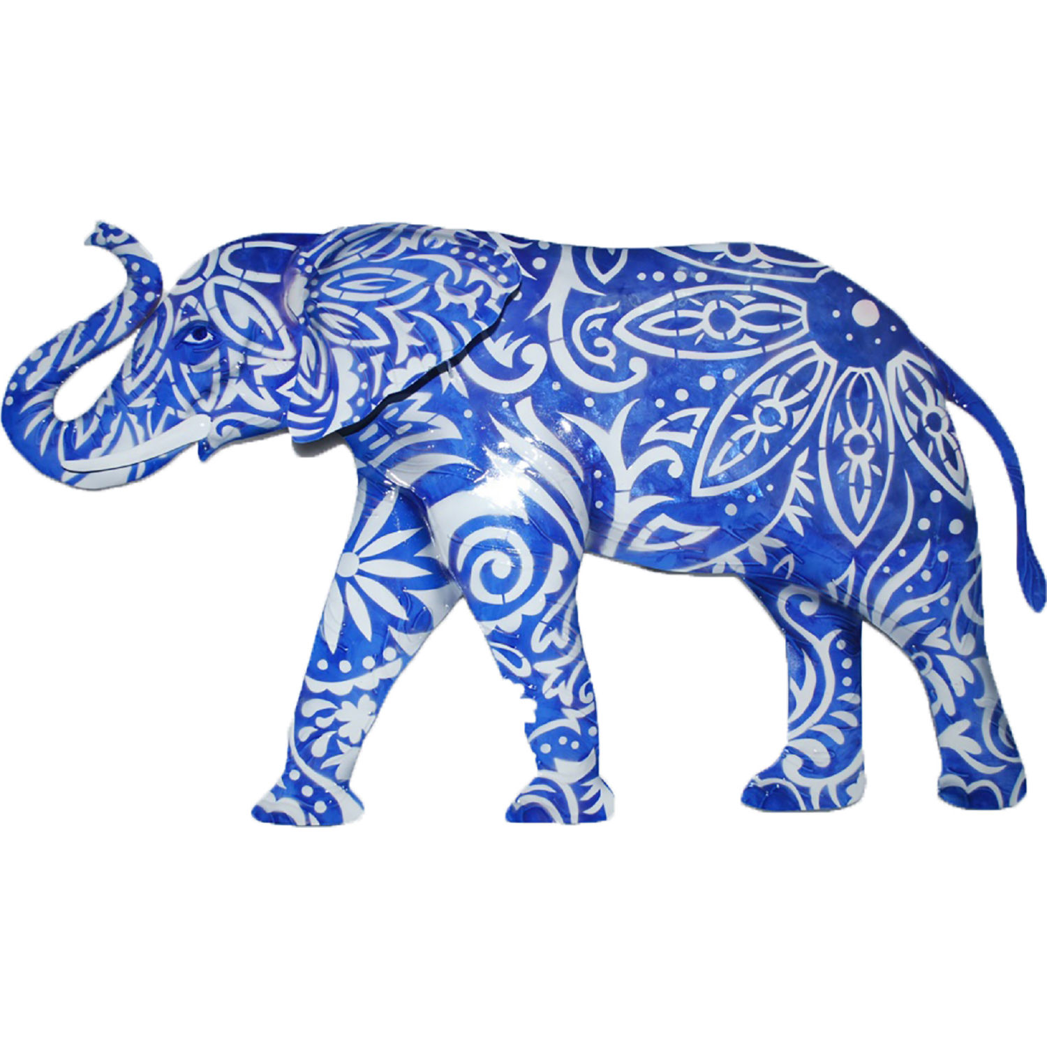 Eangee M7050-B Elephant Wall Decor in Blue Metal & Capiz Shell