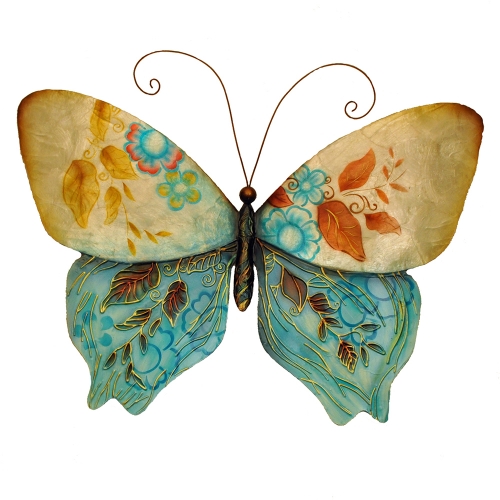 Butterfly Blue & Pearl Metal Wall Decor