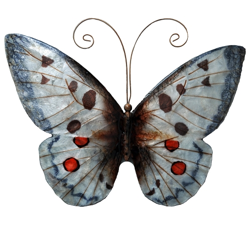 Wall Butterfly Metal Wall Decor in White & Red