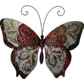 Wall Butterfly Metal Wall Decor in Pearl & Red