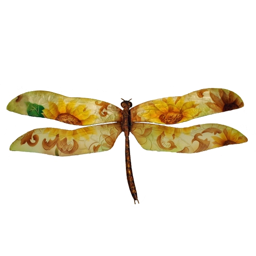 Dragonfly Metal Wall Art in Sunflowers Print