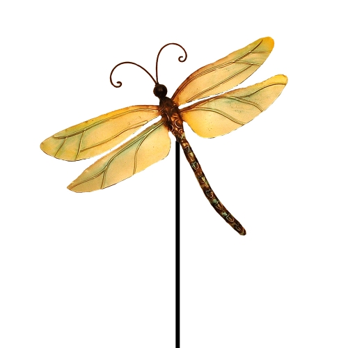 Garden Stake Pearl Dragonfly in Multicolor Metal