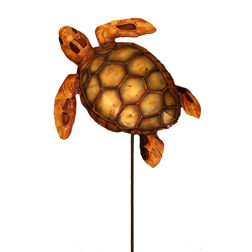 Garden Stake Sea Turtle in Multicolor Metal