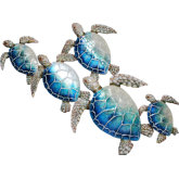 Sea Turtle Wall Decor in Multicolor Capiz & Metal (Set of 5)