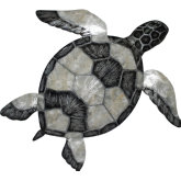 Sea Turtle Wall Decor in Pewter Checkered Capiz & Metal