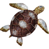 Sea Turtle Wall Decor with Brown Checkered Shell Capiz & Metal