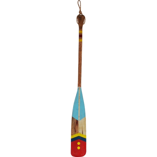 60" Oar Wall Decor in Gray & Red Painted Wood & Rope