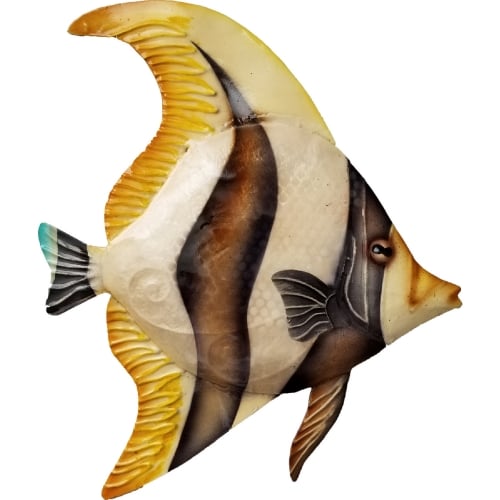 Moorish Idol Angelfish Wall Decor in Multicolor Capiz & Metal