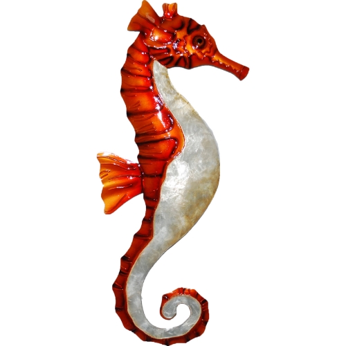 Seahorse Wall Decor Red & Pearl Capiz & Metal