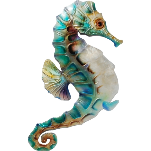 Seahorse Wall Decor Blue & Pearl Capiz & Metal