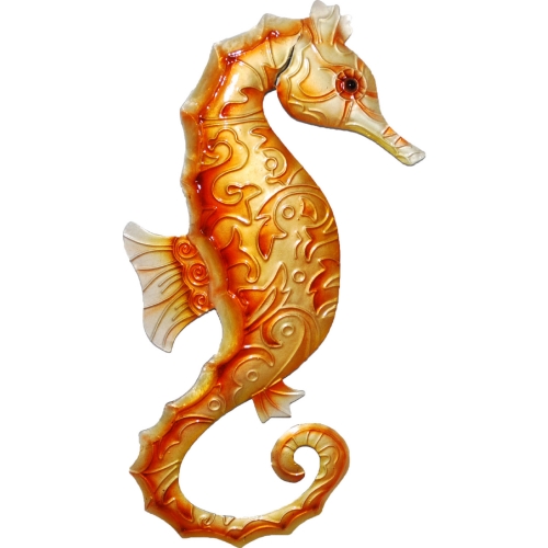 Seahorse Wall Decor Orange Capiz & Metal