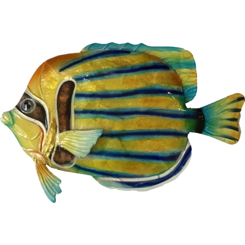 Striped Angelfish Wall Decor in Multicolor Capiz & Metal