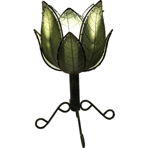 Outdoor Indoor Lotus Table Lamp in Green Cocoa Leaf