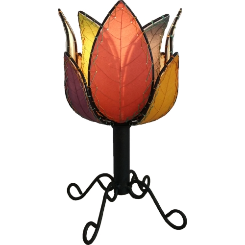 Outdoor Indoor Lotus Table Lamp in Multicolor Cocoa Leaf