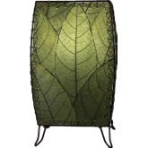 Outdoor Indoor Cube Table Lamp in Green Cocoa Leaf