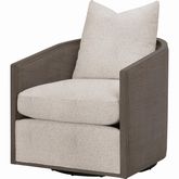 McGuire Swivel Club Chair in LiveSmart Jute, Matte Brown Oak & Cane 6643.LGJUT/MBO