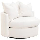 Lourne Petite Swivel Accent Chair in Snow White Boucle Fabric