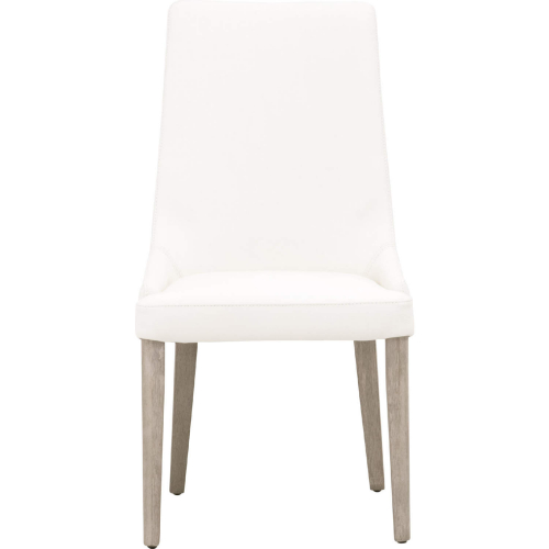 Aurora Dining Chair in Alabaster Top Grain Leather & Wood (Set of 2)