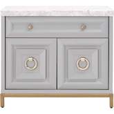 Azure Media Chest in Gray, White Carrera Marble & Gold