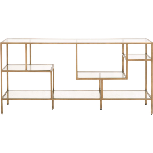 Beakman 30" Low Bookcase in Brass & Glass