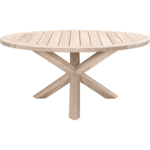 Boca Outdoor 63" Round Dining Table in Grey Teak