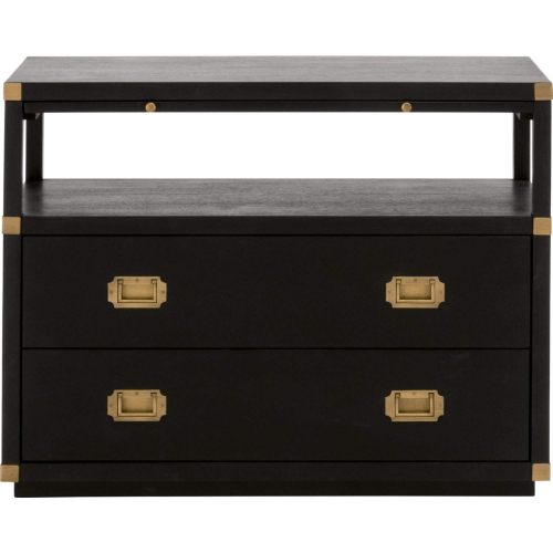 Bradley 2 Drawer Nightstand in Brushed Black & Brushed Gold