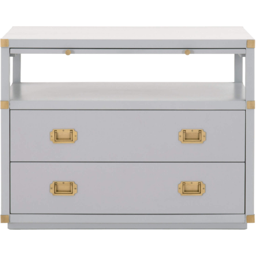 Bradley 2 Drawer Nightstand in Dove Gray & Brushed Gold