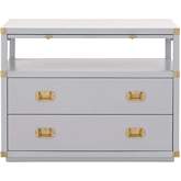 Bradley 2 Drawer Nightstand in Dove Gray & Brushed Gold