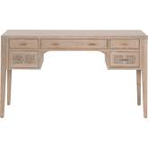 Cane Desk in Smoke Gray Oak & Rattan 8090.SGRY-OAK/CN