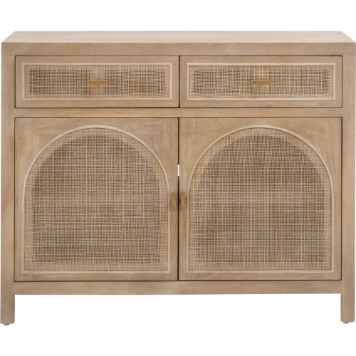 Cane Media Cabinet in Smoke Gray Oak & Cane