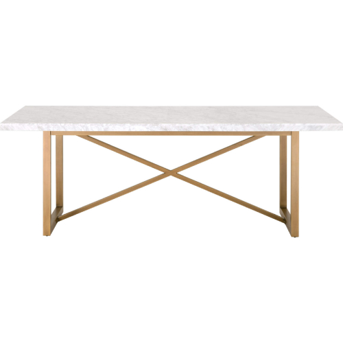 Carrera Dining Table in White Marble on Brushed Gold Metal 6098.BGLD/WHT