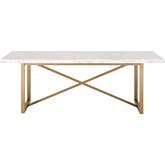 Carrera Dining Table in White Marble on Brushed Gold Metal