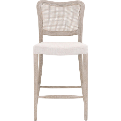 Cela Counter Stool in Bisque Fabric, Cane & Wood