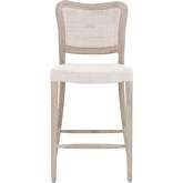 Cela Counter Stool in Bisque Fabric, Cane & Wood