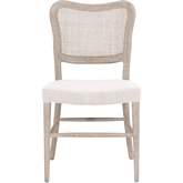 Cela Dining Chair in Bisque Fabric, Cane & Wood (Set of 2)