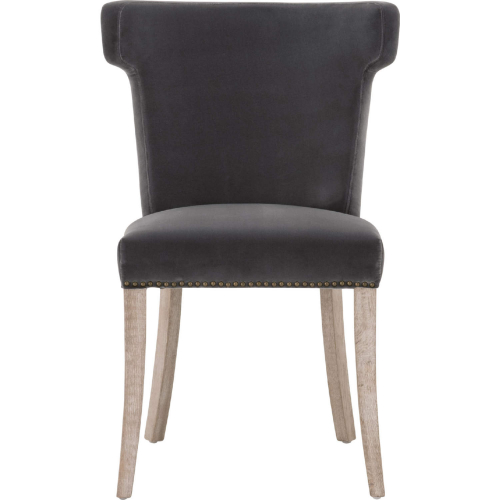 Celina Dining Chair in Dark Gray Velvet & Wood