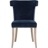 Celina Dining Chair in Denim Blue Velvet & Wood