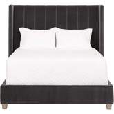 Chandler CA King Bed in Channel Tufted Dove Gray Velvet & Gray Oak 7127-2.DDOV/NG