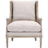 Churchill Accent Club Chair in Cane, Oak & Bisque Fabric