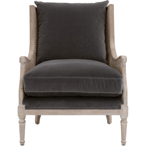 Churchill Club Chair in Cane & Dove Velvet