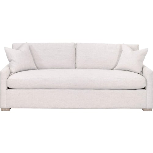 Clara 86" Slim Arm Queen Sleeper Sofa in Stone Fabric & Gray Oak