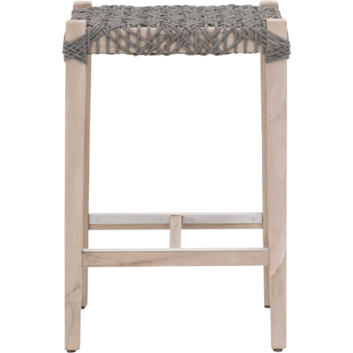 Costa Backless Counter Stool in Gray Teak & Dove Gray Rope