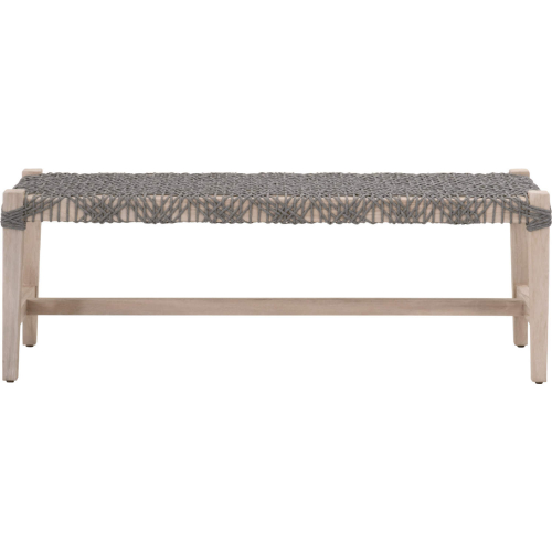 Costa Outdoor Bench in Gray Teak & Dove Gray Rope