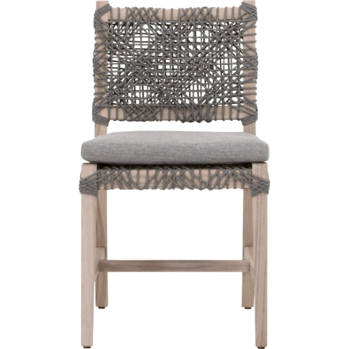 Costa Outdoor Dining Chair in Gray Teak, Gray Rope & Fabric (Set of 2)