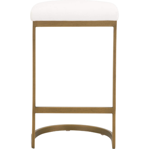 Cresta Counter Stool in Pearl Fabric & Gold Steel