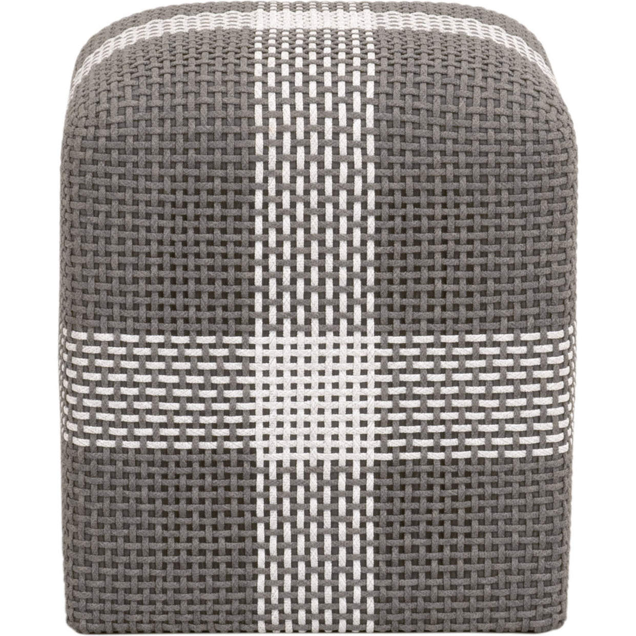 Essentials for Living 6880.DOV/WHT Cross Accent Cube Ottoman in Dove ...