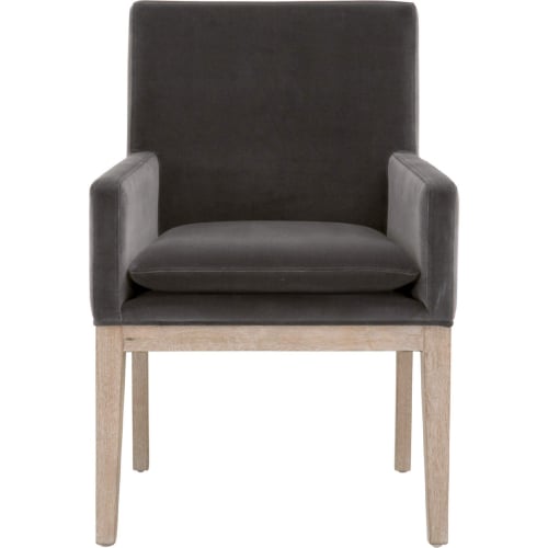 Drake Arm Chair in Dark Dove Velvet & Gray Wood